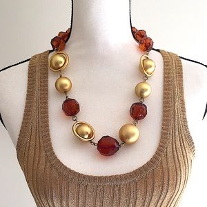 Vintage Napier Modernist Necklace Amber Gold-tone